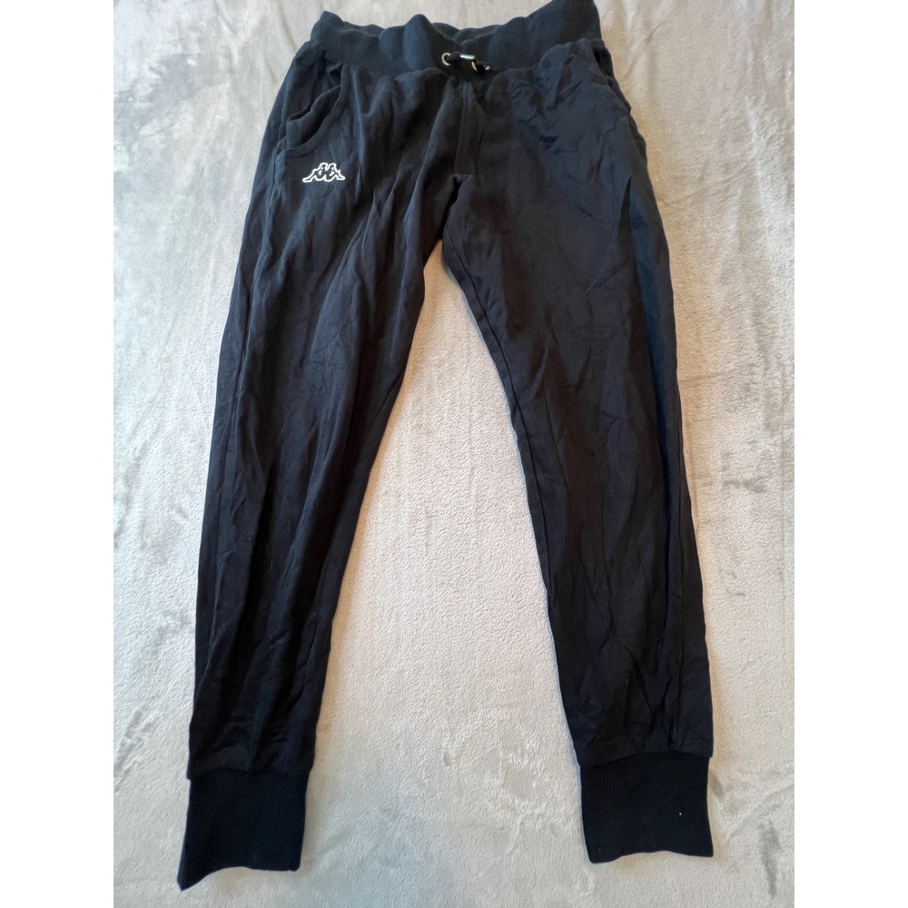 Kappa Jogger Sweatpants Mens Small Black Embroidered Logo Pockets